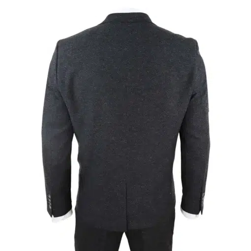 TruClothing stz22 Mens Wool Black Tweed 3 Piece Suit