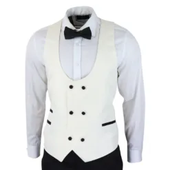 TruClothing stz61 Men's Cream Tuxedo Satin Suit