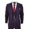 TruClothing stz70 Mens 3 Piece Suit Tweed Plum Check 1920s