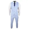 TruClothing tp-13 Men Summer Waistcoat Trousers Linen Blue
