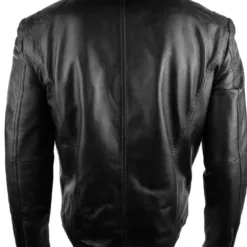 URBN 2134 Mens Leather Jacket Biker Black Fitted
