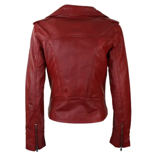 URBN Zoe Women's Leather Biker Rock Black Red Jacket