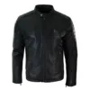 URBN mf-20436 Mens Black Washed Leather Biker Jacket