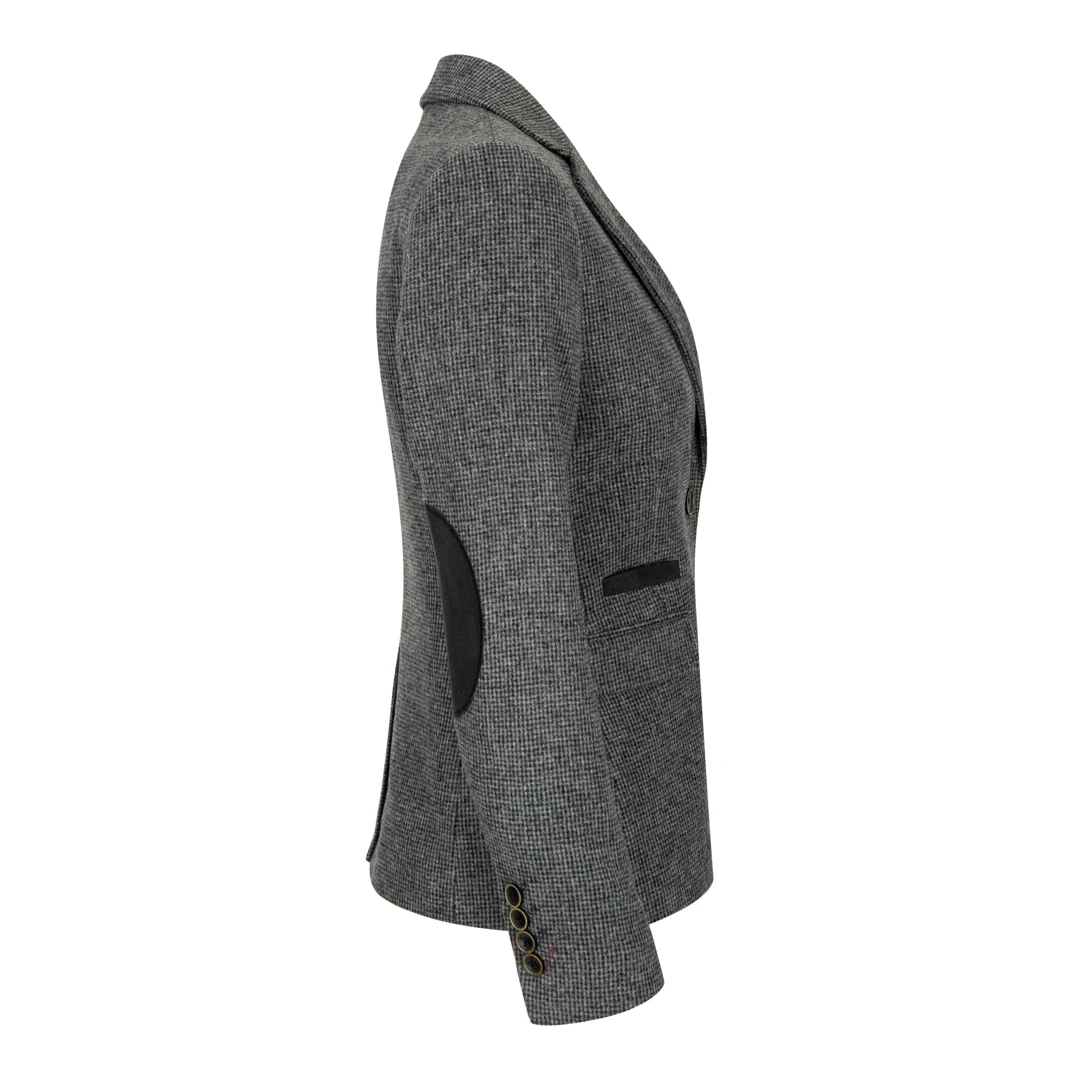 Women's Grey Blazer Waistcoat Trousers Tweed Herringbone