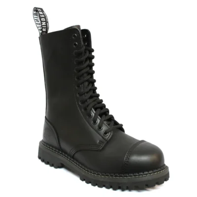 Unisex Leather Military Boots Black Herald Punk Rock Safety Steel Toe