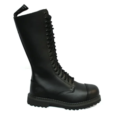 Unisex Leather Military Boots Black King Punk Rock Safety Steel Toe