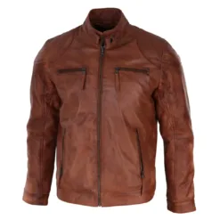 Infinity 5003 Men's Biker Jacket Leather Casual Short