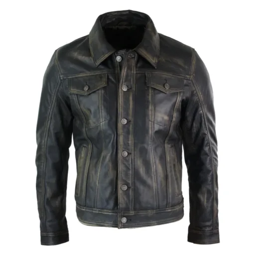Infinity f125 Men's Vintage Retro Jeans Jacket Leather