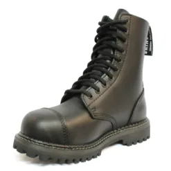 Unisex Leather Military Boots Black Ginders Stag Punk