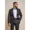 Cavani Men's Black Classic 2 Piece Tuxedo Peak Collar Suit